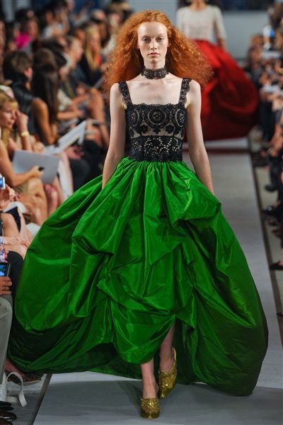 Green, Shoulder, Fashion show, Joint, Fashion model, Dress, Style, Formal wear, Runway, Gown, 