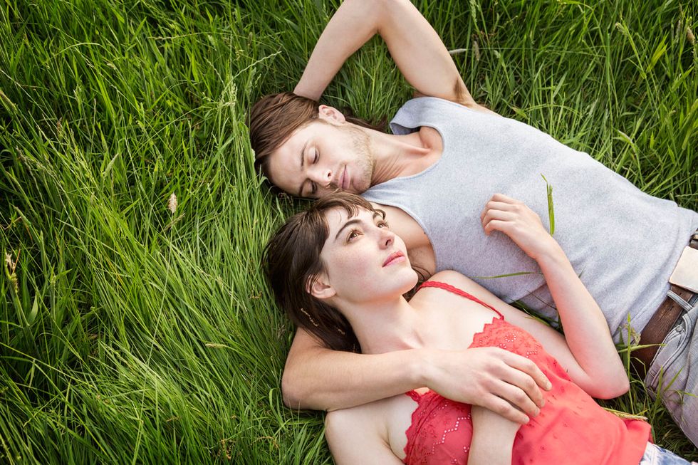Face, Nose, Arm, Human, Lip, Mouth, Grass, Skin, People in nature, Summer, 