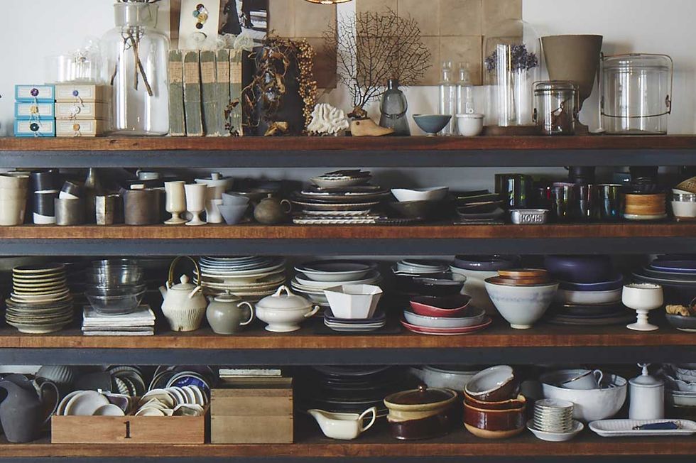 Dishware, Serveware, Porcelain, earthenware, Collection, Ceramic, Pottery, Shelf, Shelving, Artifact, 