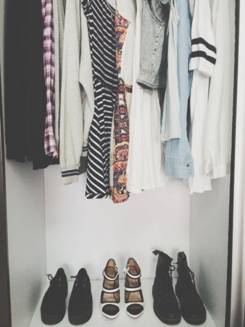 Brown, Clothes hanger, Fashion, Tan, Collection, Closet, Fashion design, Retail, Walking shoe, Natural material, 