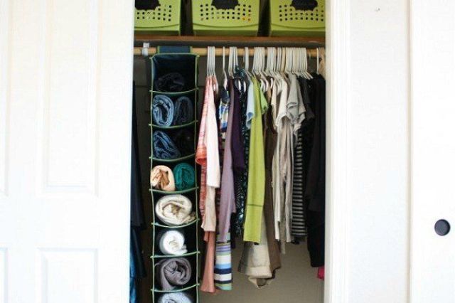 Closet, Clothes hanger, Door, Wardrobe, Home door, Collection, Door handle, Shelving, 