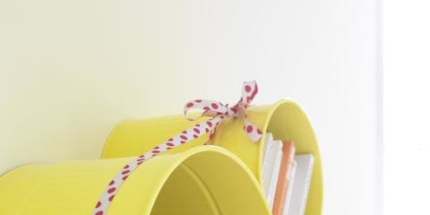 Yellow, Pink, Magenta, Material property, Publication, Paper product, Shelving, Book, Sandal, 