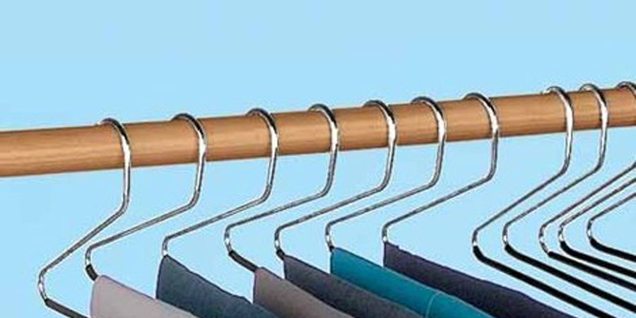Clothes hanger, Closet, Clotheshorse, Room, Textile, Wardrobe, Pipe, Metal, 