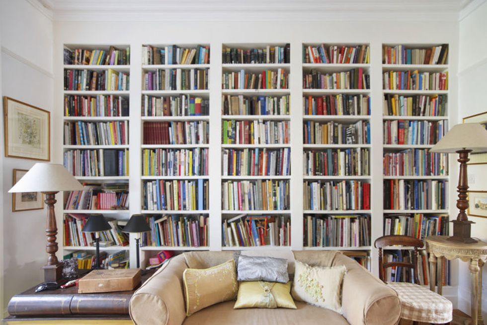 Shelf, Room, Brown, Interior design, Shelving, Wood, Furniture, Bookcase, Publication, Couch, 