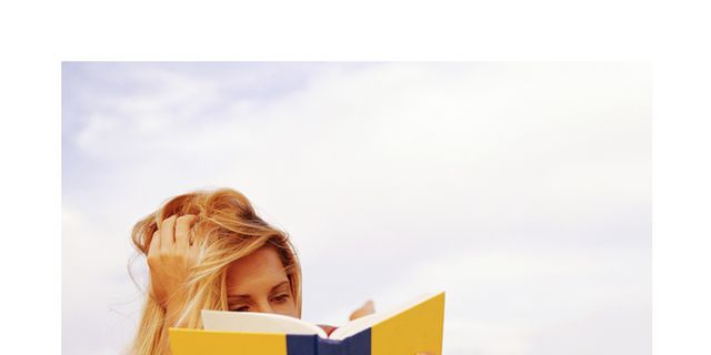 Happy, People in nature, Reading, Publication, Long hair, Blond, Paper product, Book, Brown hair, Paper, 