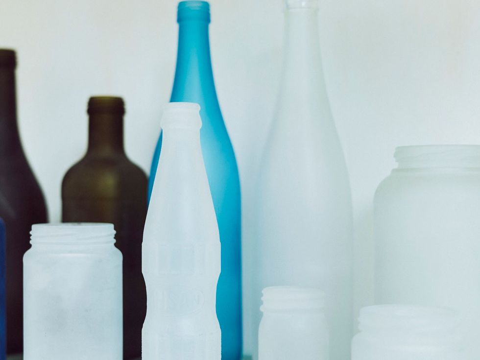 Bottle, Blue, Glass bottle, Plastic bottle, Aqua, Turquoise, Product, Water bottle, Drinkware, Still life, 