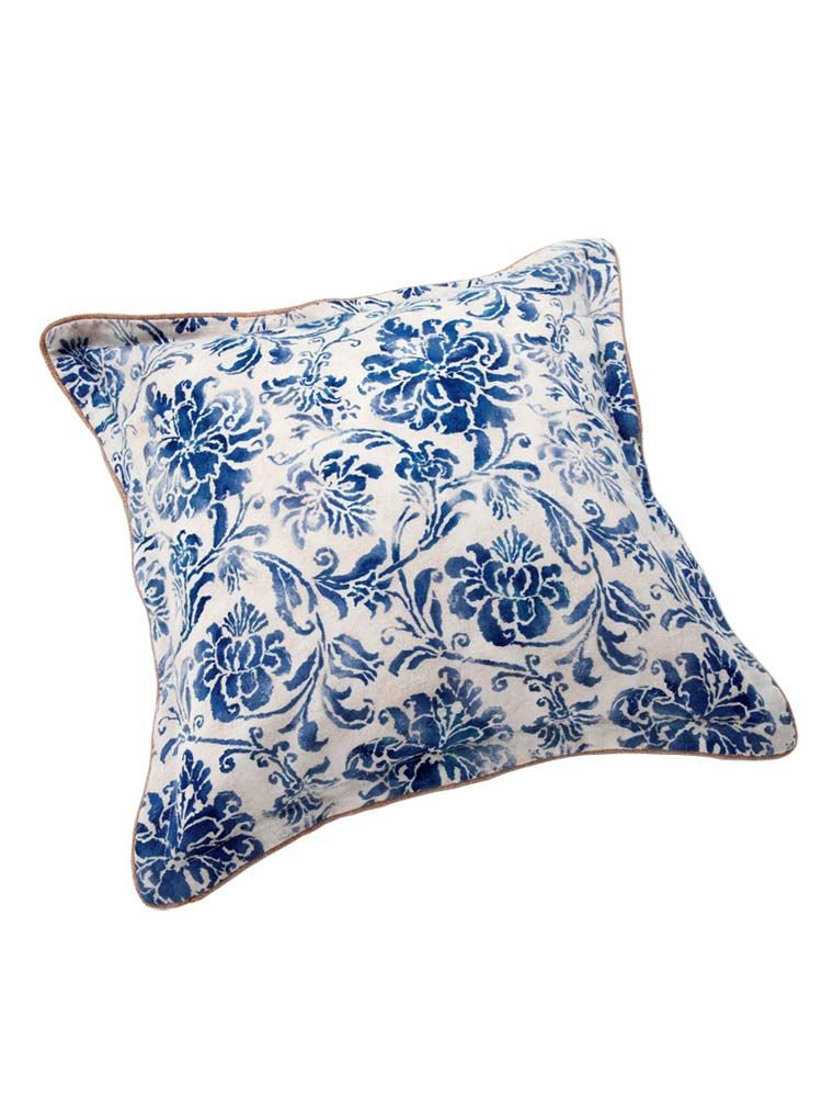 Blue, Cushion, Throw pillow, Pillow, Pattern, Lamp, Home accessories, Lampshade, Porcelain, Lighting accessory, 