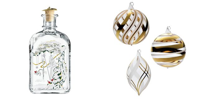 Glass bottle, Holiday ornament, Bottle, Bottle stopper & saver, Drink, Christmas ornament, Tableware, 