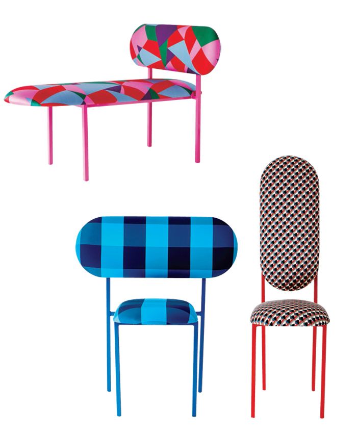 Red, Furniture, Chair, Line, Pattern, Material property, Plastic, Design, Armrest, 