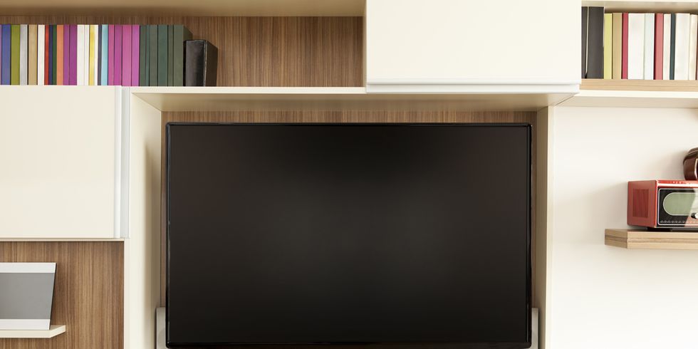 Shelf, Furniture, Shelving, Flat panel display, Entertainment center, Room, Wall, Lcd tv, Display device, Television, 