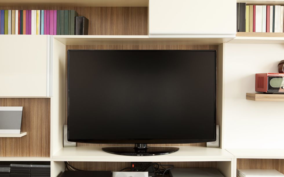 Shelf, Furniture, Shelving, Flat panel display, Entertainment center, Room, Wall, Lcd tv, Display device, Television, 