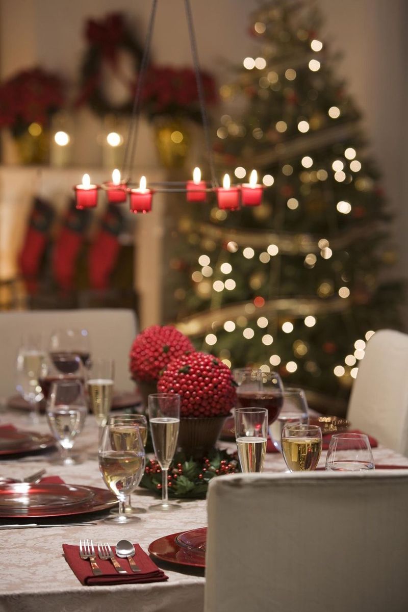 Christmas, Christmas decoration, Christmas eve, Tree, Table, Room, Centrepiece, Christmas tree, Interior design, Event, 
