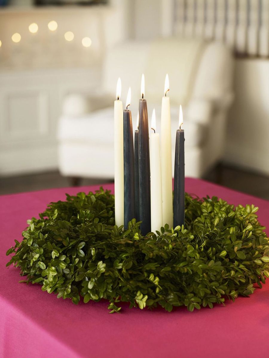 Candle, Lighting, Green, Grass, Interior design, Centrepiece, Plant, Wax, Table, Vegetarian food, 