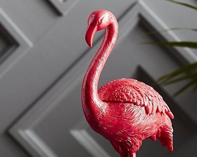 Greater flamingo, Bird, Flamingo, Pink, Water bird, Beak, Glass, Ornament, Statue, 