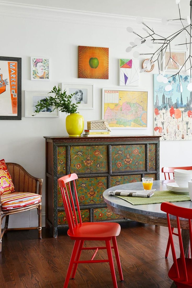 Room, Interior design, Furniture, Orange, Table, Wall, Interior design, Chair, Picture frame, Home, 