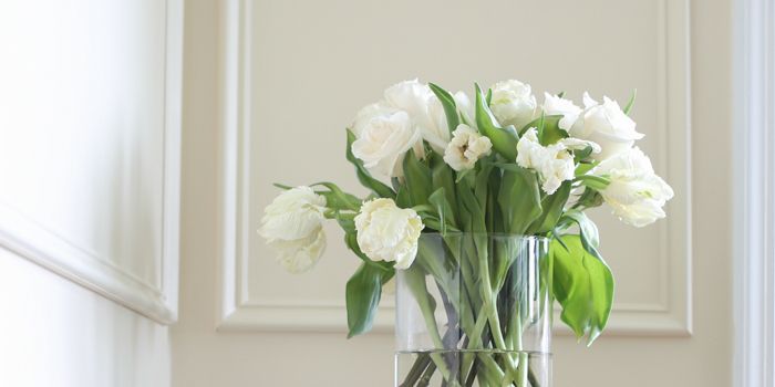 Bouquet, Room, Petal, Flower, White, Floor, Flooring, Interior design, Cut flowers, Artifact, 