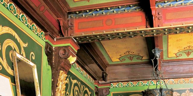Ceiling, Interior design, Dormitory, Bed frame, Chinese architecture, Molding, 