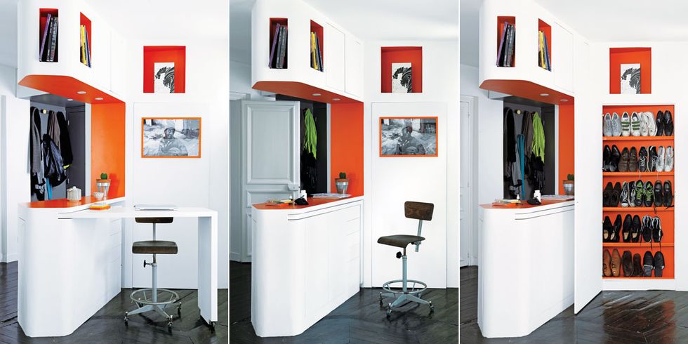 Room, Interior design, Floor, Office chair, Interior design, Picture frame, Desk, Cabinetry, Armrest, Mirror, 
