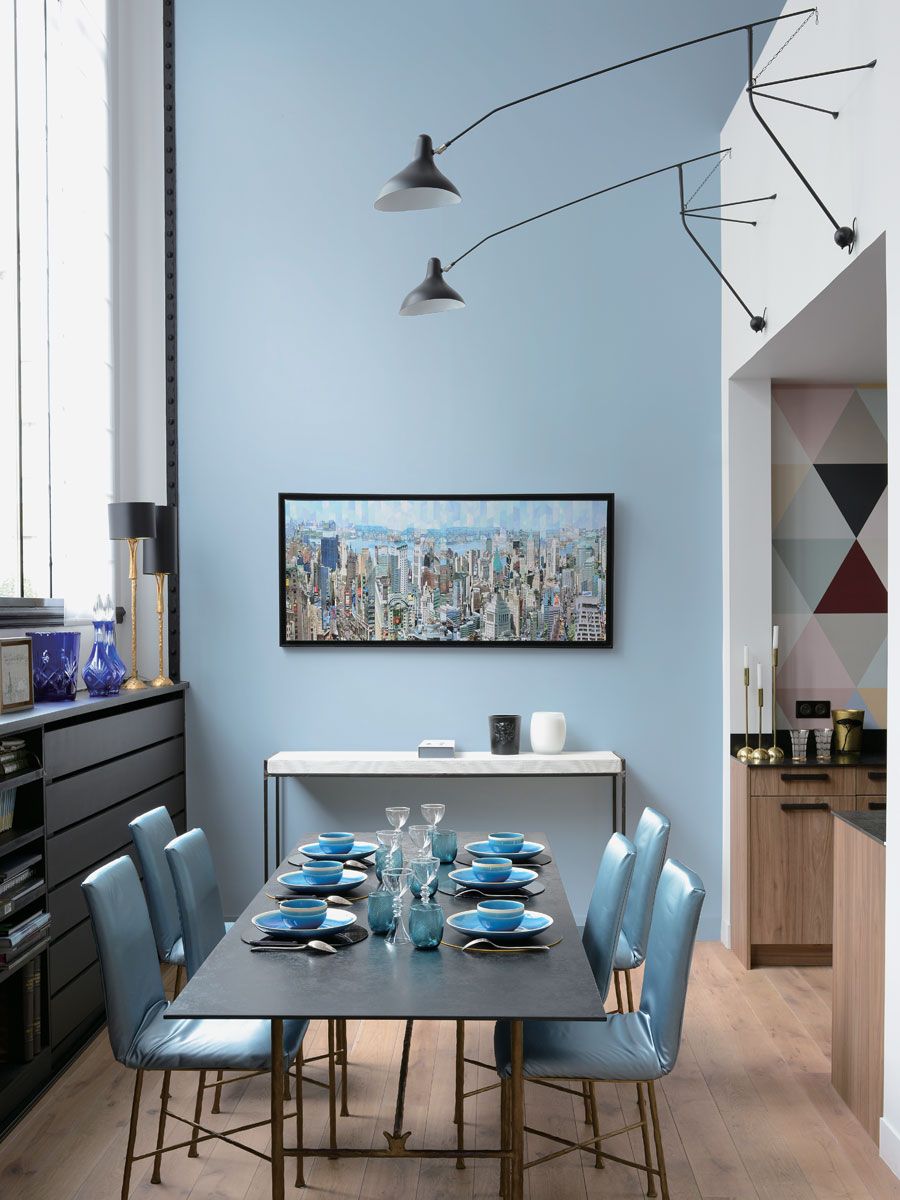 Blue, Room, Interior design, Furniture, Living room, Property, Turquoise, Table, Wall, Building, 