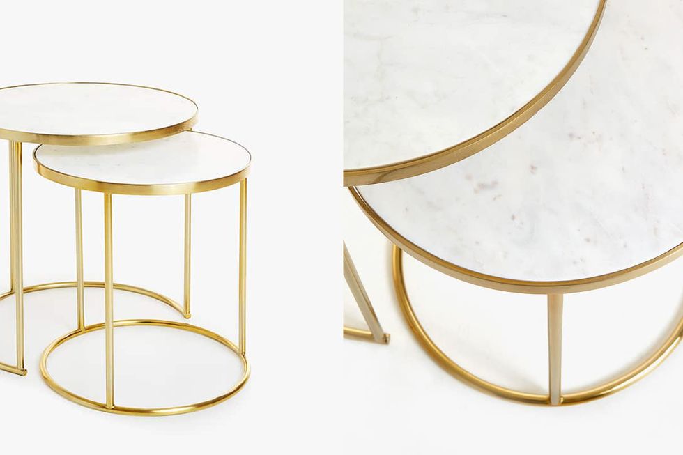 Metal, Natural material, End table, Material property, Circle, Silver, Brass, Steel, Coffee table, 