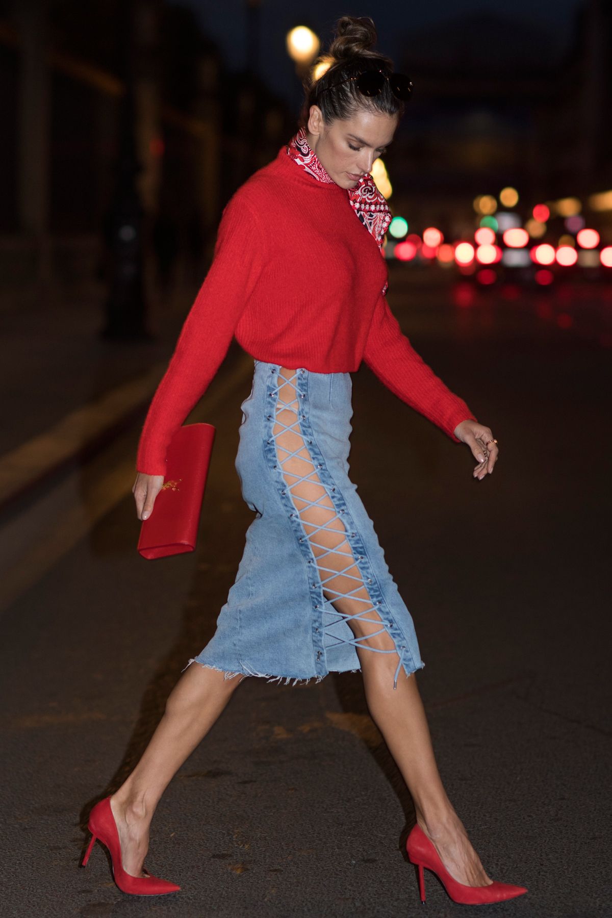 エミリオプッチ タイトスカート 膝上丈マルチカラー 赤 34*ZC564 faux leather midi skirt - red | KISHIDAMIKI