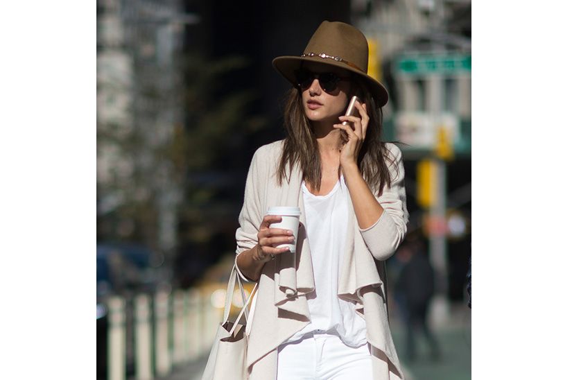 Clothing, Sleeve, Human body, Shoulder, Textile, Hat, Outerwear, White, Sunglasses, Style, 