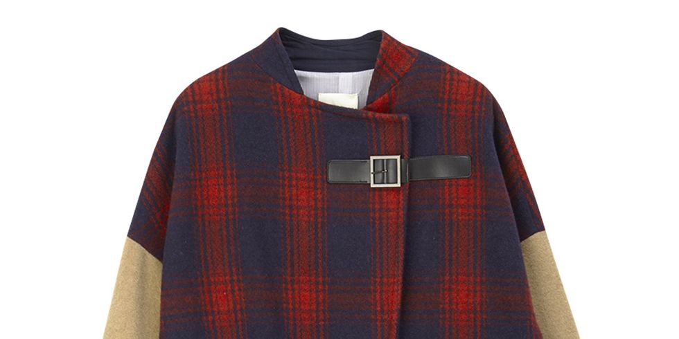 Clothing, Product, Plaid, Collar, Sleeve, Pattern, Coat, Tartan, Red, Textile, 
