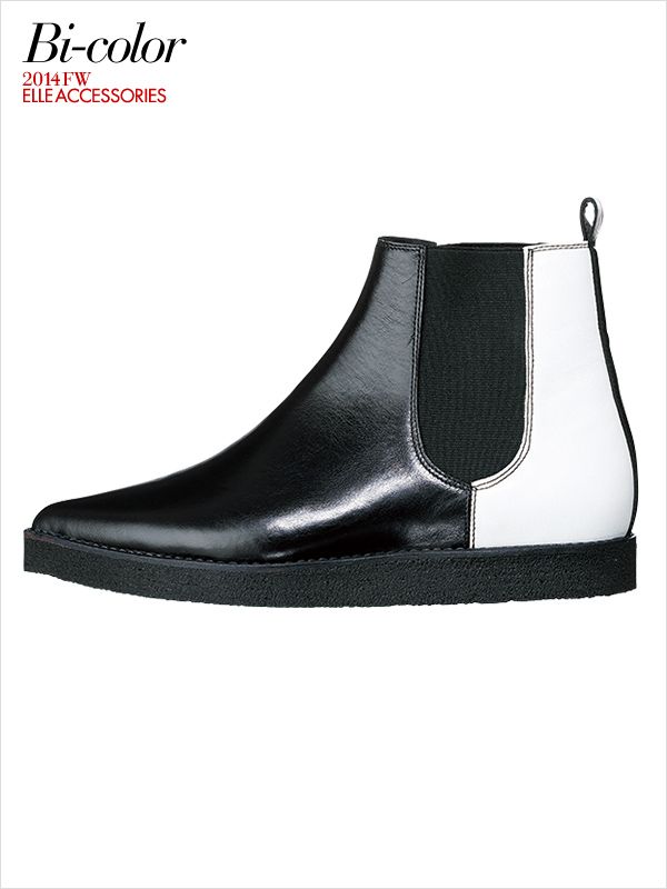 Boot, Leather, Black, Beige, Silver, Buckle, Synthetic rubber, 
