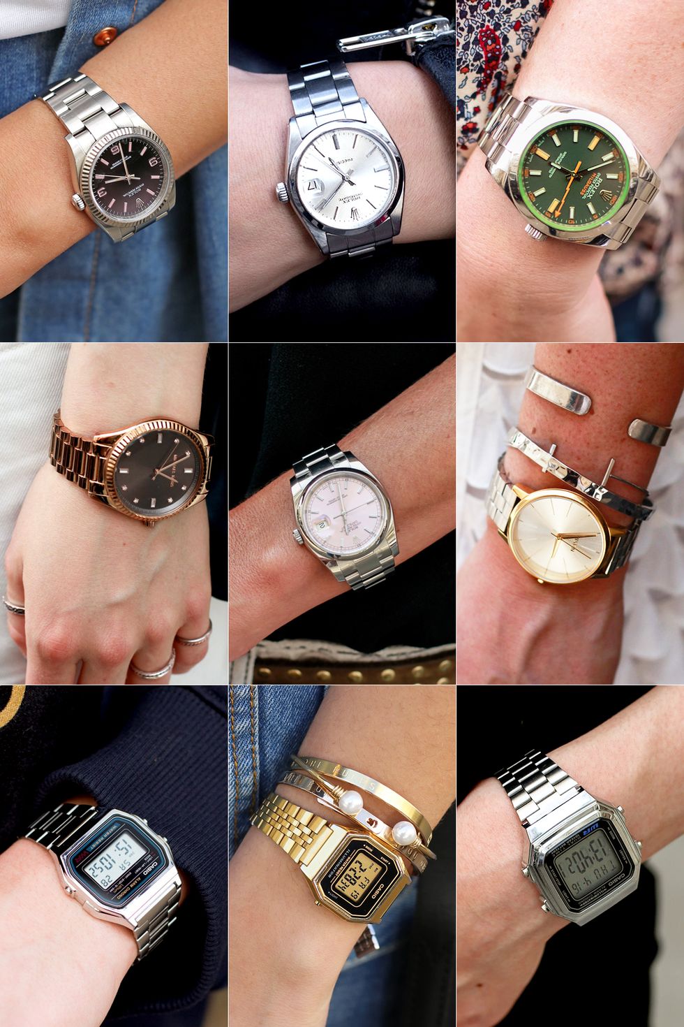 Finger, Wrist, Watch, Photograph, Fashion accessory, Metal, Pattern, Analog watch, Fashion, Black, 