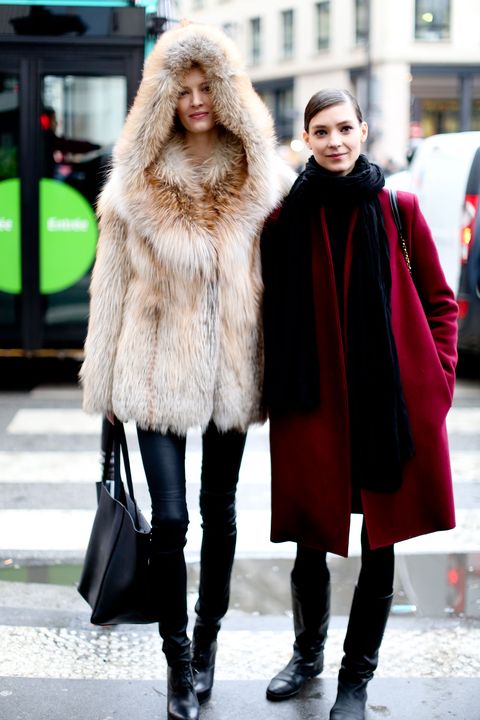 Clothing, Winter, Leg, Textile, Outerwear, Fur clothing, Street fashion, Style, Coat, Natural material, 
