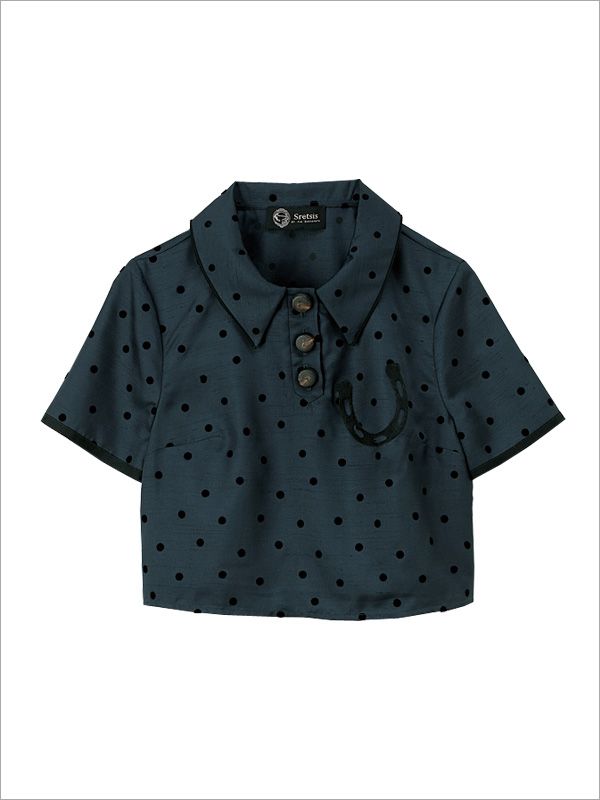 Dress shirt, Collar, Sleeve, Pattern, Textile, White, Polka dot, Electric blue, Baby & toddler clothing, Button, 