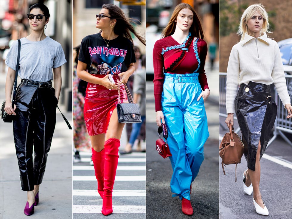 Clothing, Street fashion, Red, Fashion, Jeans, Pink, Footwear, Fashion model, Electric blue, Waist, 