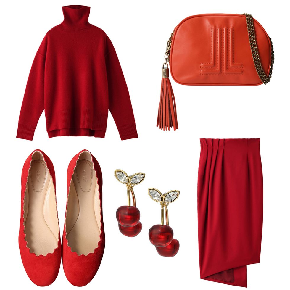 Red, Clothing, Fashion, Costume, Footwear, Dress, Outerwear, Neck, Carmine, Shoe, 