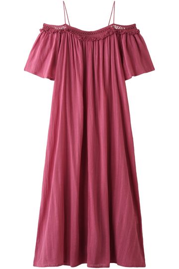 Clothing, Pink, Day dress, Dress, Magenta, Shoulder, Sleeve, Textile, Cocktail dress, A-line, 