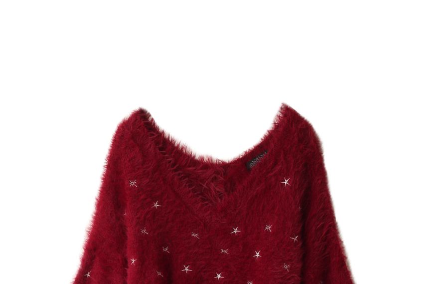 Clothing, Sleeve, Red, Outerwear, Maroon, Sweater, Pattern, Design, Top, Cardigan, 