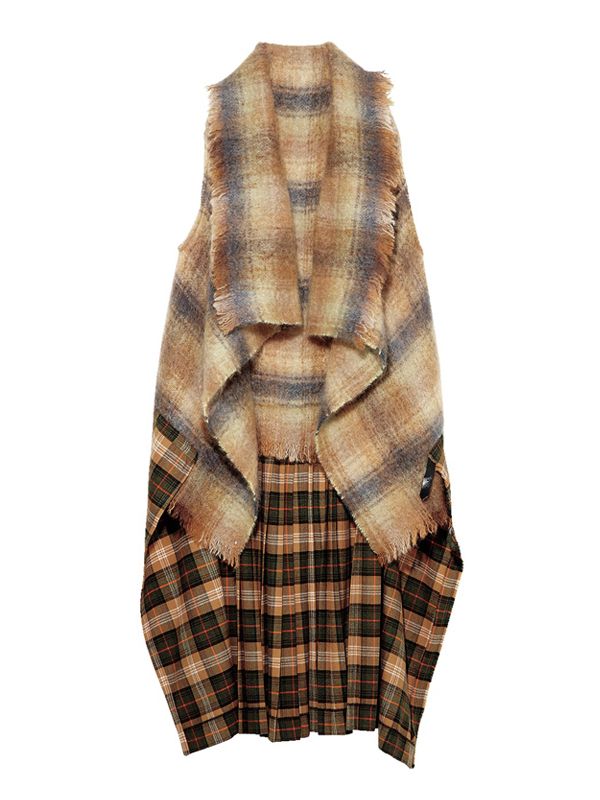 Clothing, Brown, Product, Plaid, Collar, Sleeve, Coat, Pattern, Textile, Outerwear, 