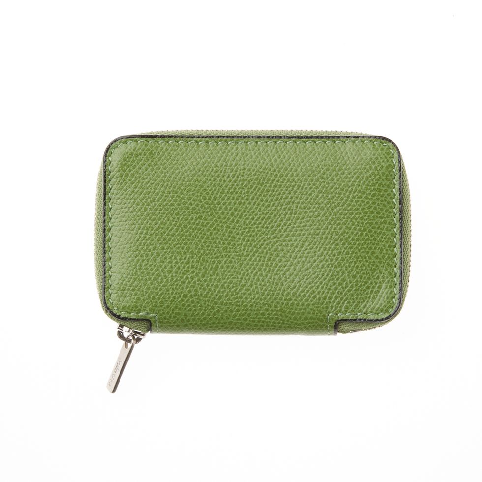 Green, Wallet, Coin purse, Fashion accessory, Rectangle, Leather, Zipper, Bag, Handbag, Wristlet, 