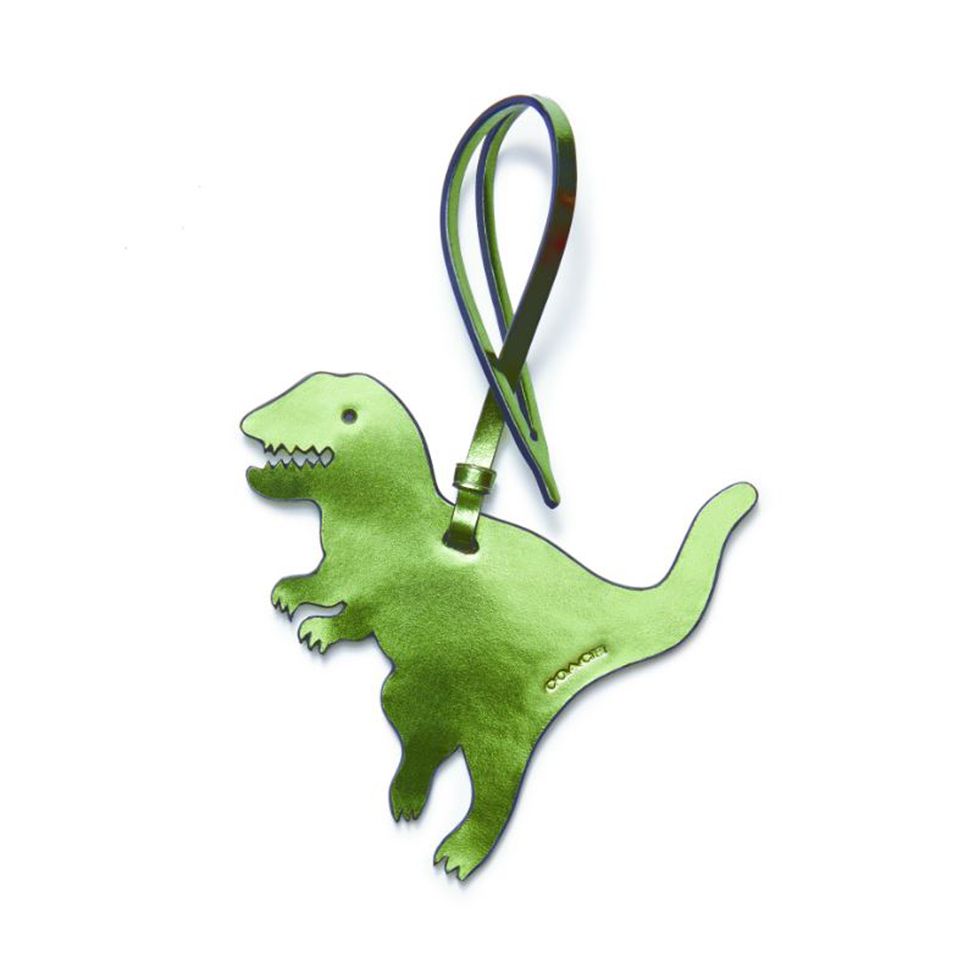 Dinosaur, Animal figure, Green, Tyrannosaurus, Holiday ornament, Pendant, Triceratops, Fashion accessory, Ornament, 