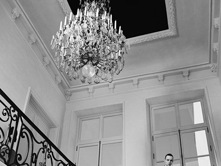 Stairs, Interior design, White, Ceiling fixture, Light fixture, Style, Chandelier, Monochrome photography, Ceiling, Monochrome, 
