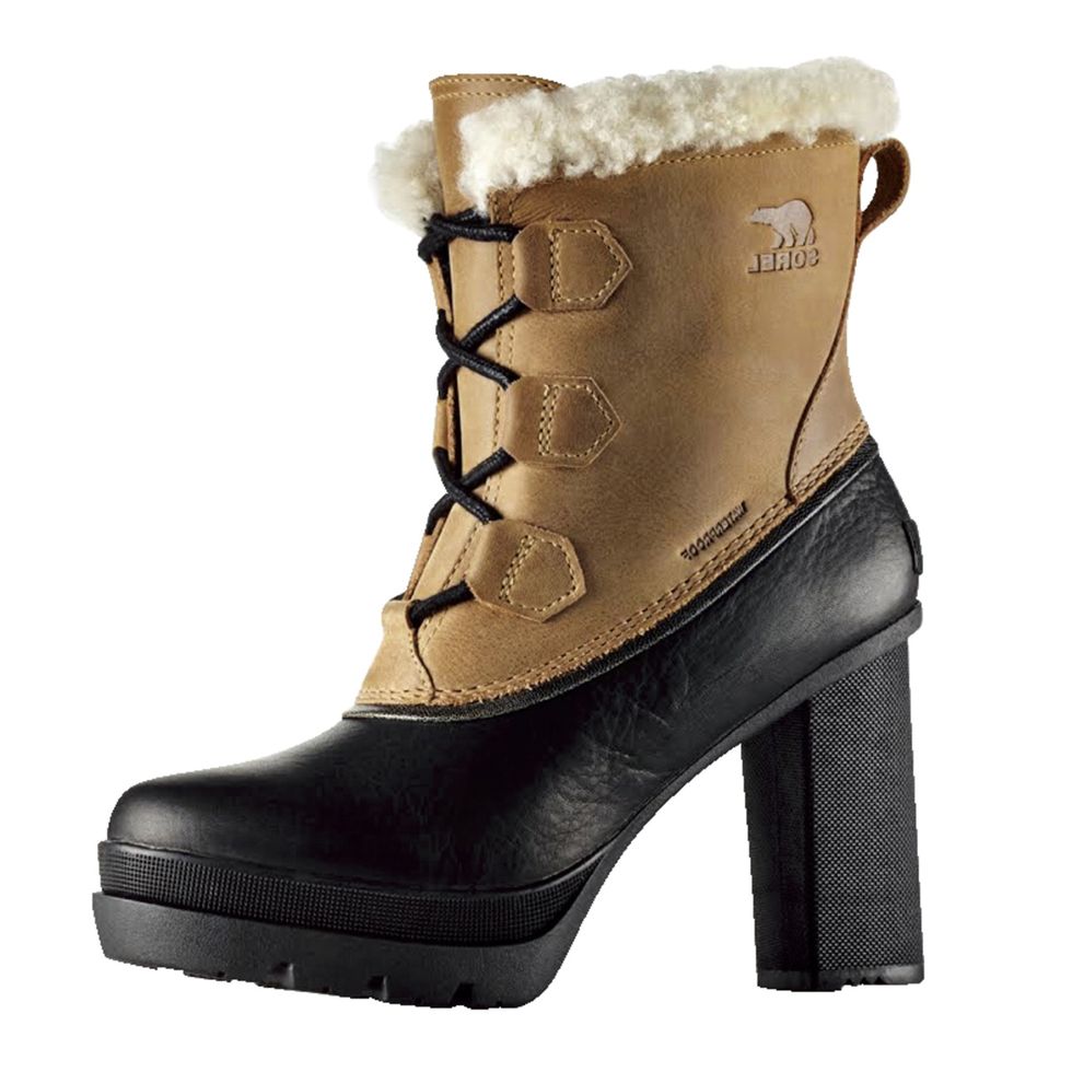 Footwear, Shoe, Boot, Brown, High heels, Fur, Beige, Durango boot, Snow boot, 
