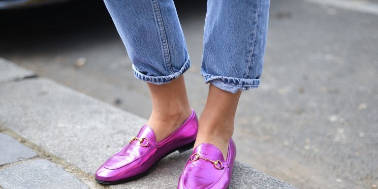 Footwear, Pink, Shoe, Street fashion, Photograph, Purple, Jeans, Denim, Ankle, Leg, 