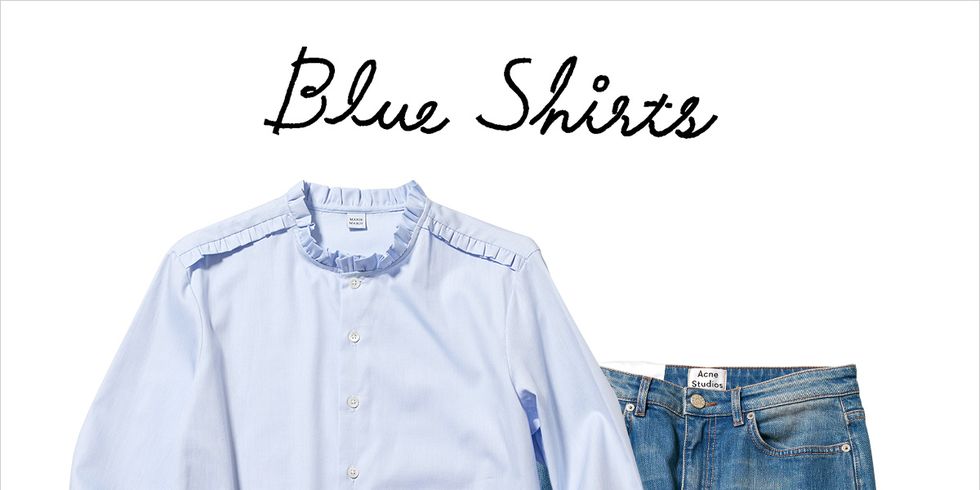 Clothing, Blue, Product, Sleeve, Denim, Textile, Collar, White, Jeans, Pattern, 