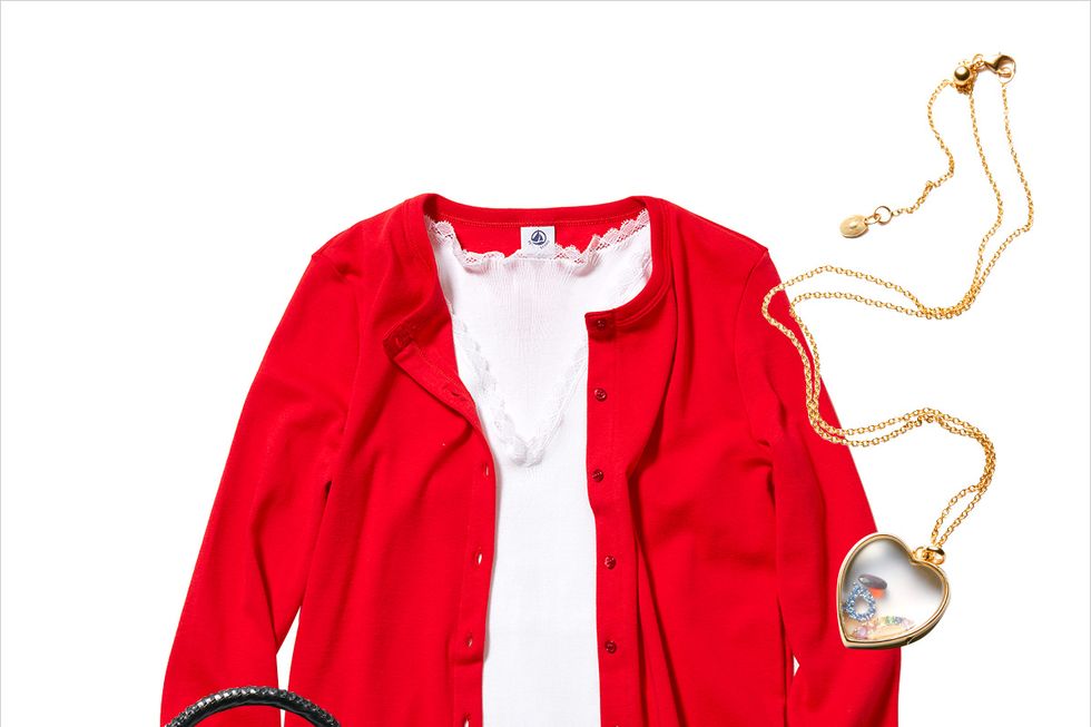 Product, Collar, Sleeve, Textile, Outerwear, Red, Coat, Jacket, Fashion, Chain, 