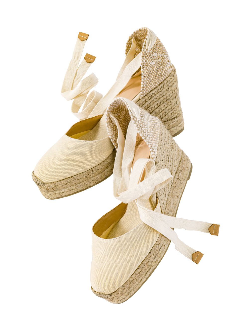 Product, White, Tan, Beige, Fawn, Wedge, Fashion design, Slingback, Thread, Knot, 