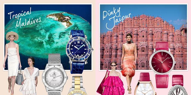 Pink, Wrist, Magenta, Fashion, Watch, World, Analog watch, Astronomical object, Illustration, Fashion design, 