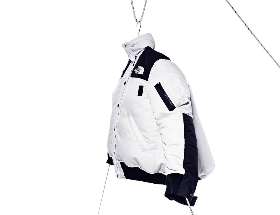 White, Clothing, Outerwear, Jacket, Sleeve, Hood, Coat, Clothes hanger, Black-and-white, Style, 