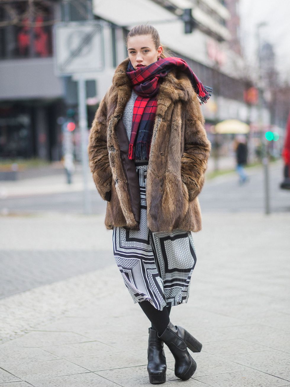 Winter, Road, Textile, Outerwear, Jacket, Street, Fur clothing, Street fashion, Natural material, Pattern, 