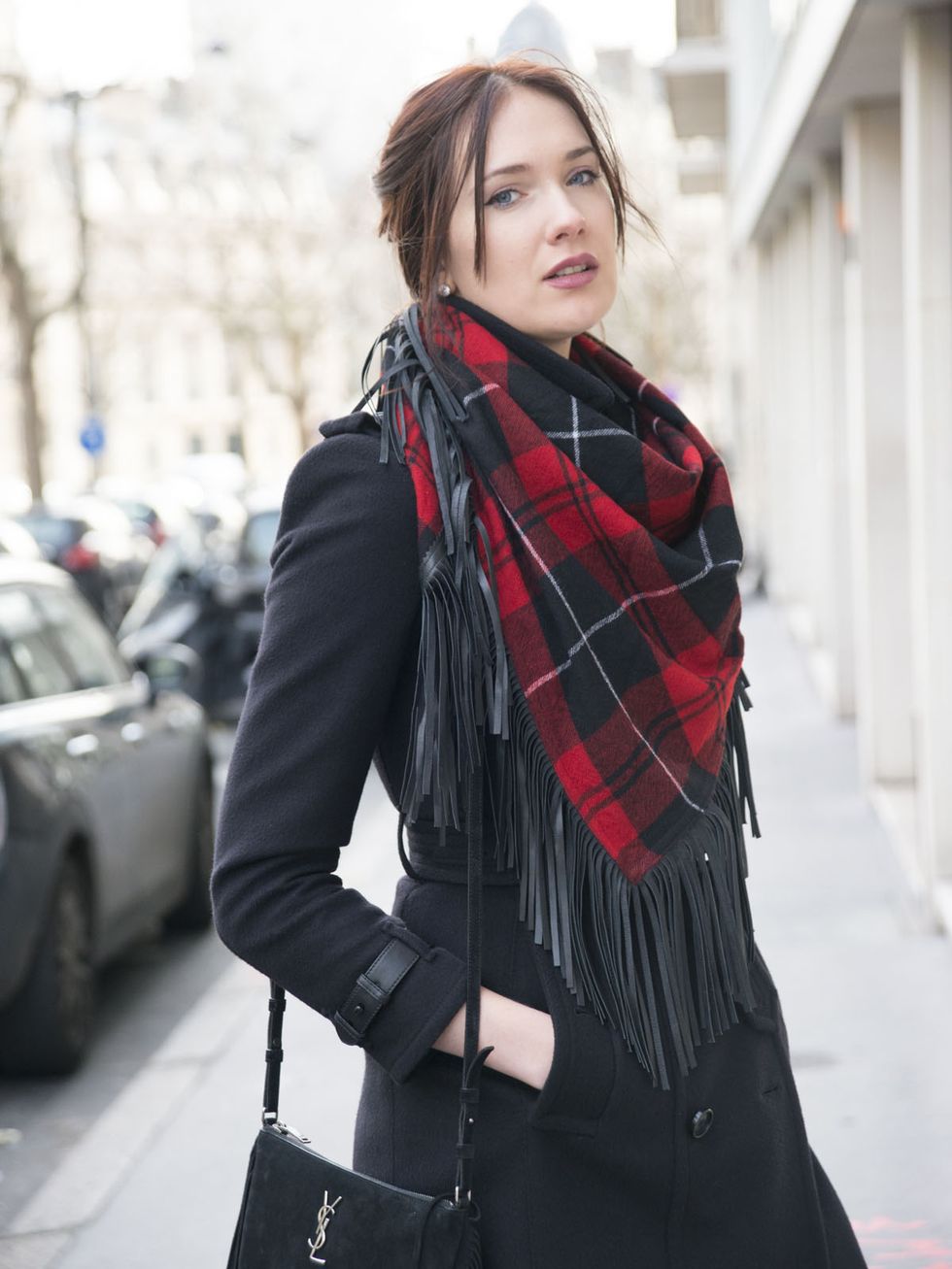 Clothing, Sleeve, Winter, Textile, Plaid, Outerwear, Collar, Pattern, Stole, Style, 