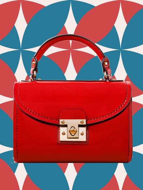 Bag, Red, Handbag, Blue, Fashion accessory, Electric blue, Shoulder bag, Clip art, Illustration, Material property, 