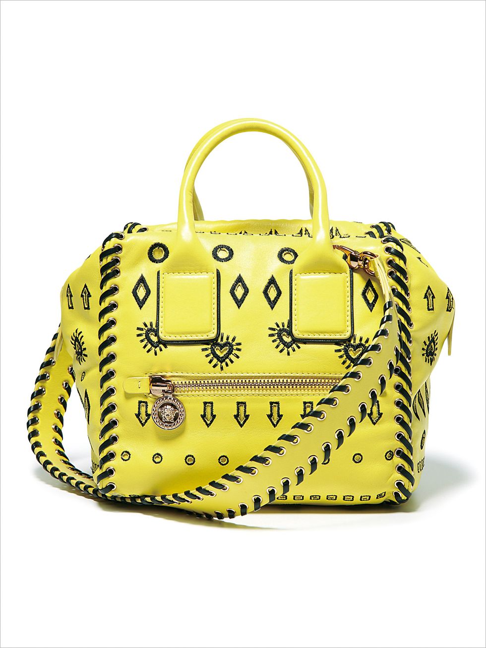 Yellow, Bag, Style, Luggage and bags, Pattern, Shoulder bag, Design, Label, Handbag, Bib, 